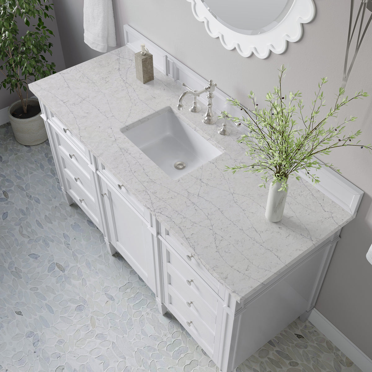 James Martin Brittany 60" Single Bathroom Vanity, Bright White