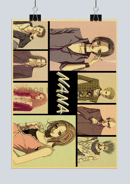 DecorBites™ NANA Anime Retro Kraft Poster Set