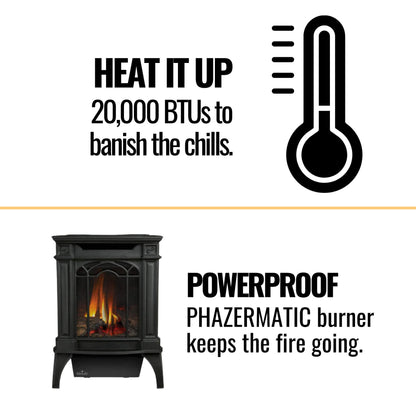 Napoleon Arlington 20 Cast Iron Millivolt Ignition Natural Gas Stove, 19" [GDS20NSB] (SAK93714)