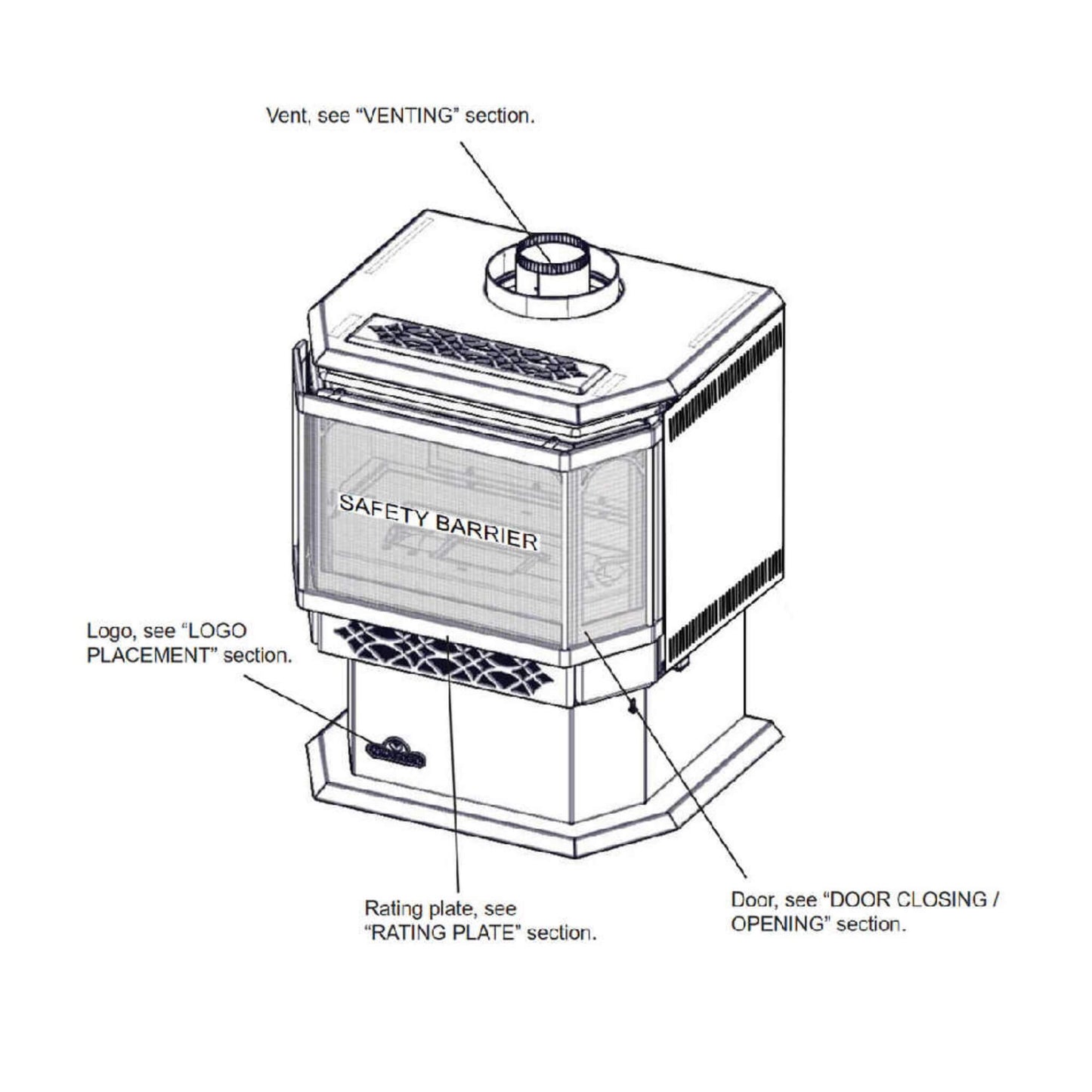 Napoleon Haliburton 50 Direct Vent Millivolt Ignition Compact Natural Gas Stove, 22-Inch [GDS28-1NSB] (SAK81523)