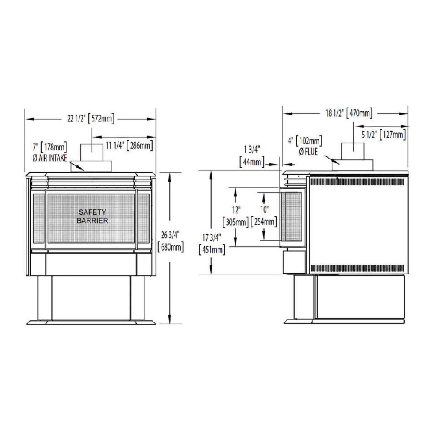 Napoleon Haliburton 50 22-Inch Direct Vent Millivolt Ignition Compact Natural Gas Stove [GDS28-1NSB] (SAK81523)