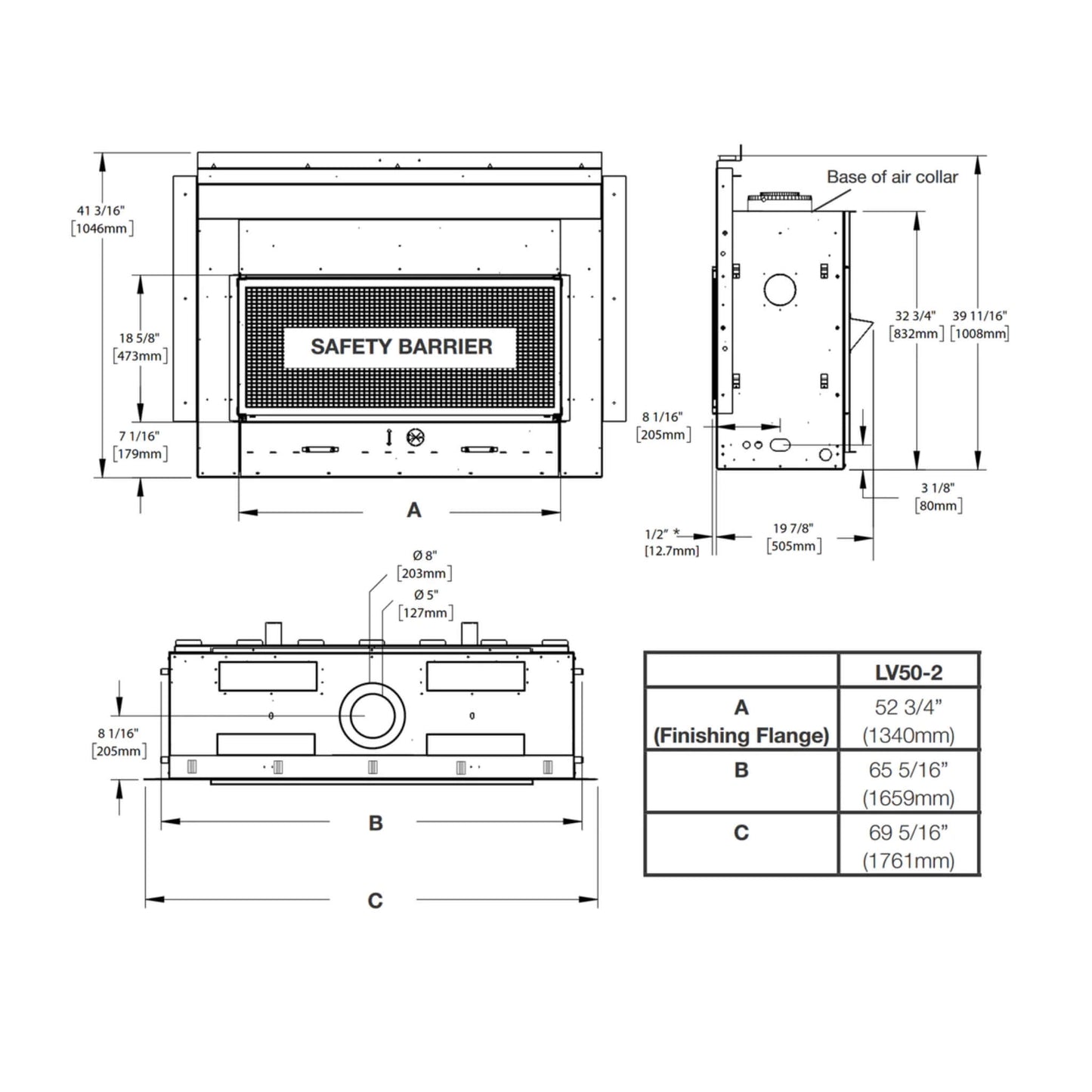 Napoleon Vector 50 Single-Sided Direct Vent Electronic Natural Gas Fireplace With Night Light System, 65" [LV50N-2] (SAK29481)