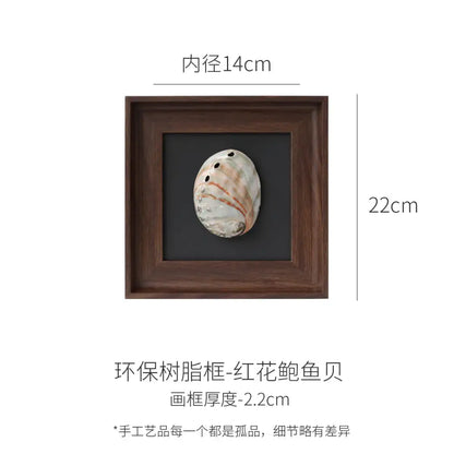 Natural abalone shell brown decorative painting frame living room art