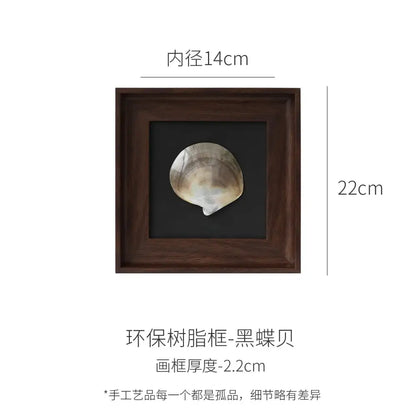 Natural abalone shell brown decorative painting frame living room art