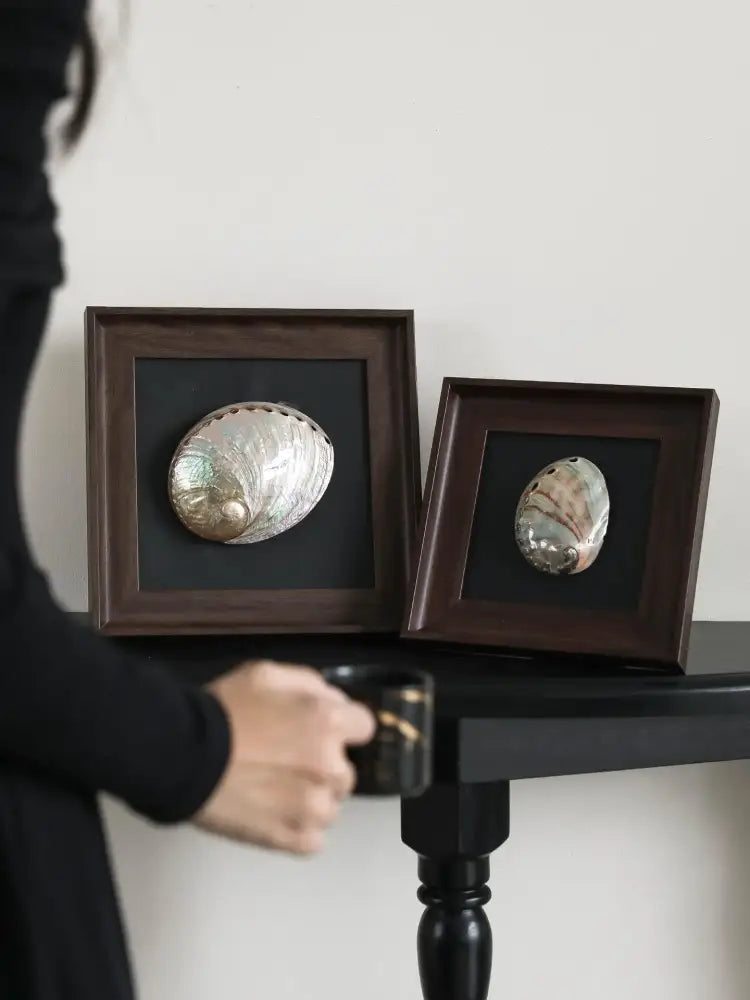 Natural abalone shell brown decorative painting frame living room art
