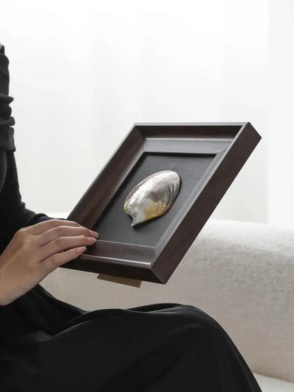 Natural abalone shell brown decorative painting frame living room art