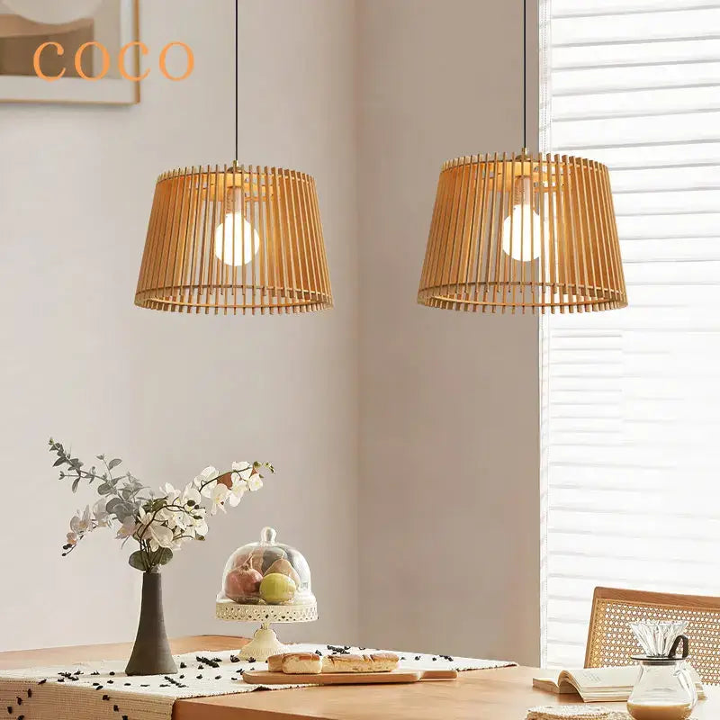 Natural bamboo birdcage chandelier pendant lamp for living room