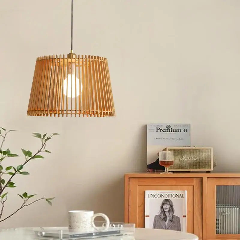 Natural bamboo birdcage chandelier pendant lamp for living room