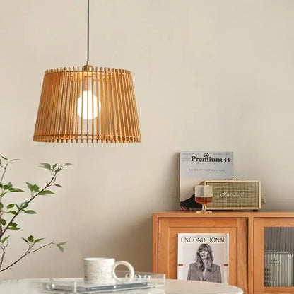 Natural bamboo birdcage chandelier pendant lamp for living room