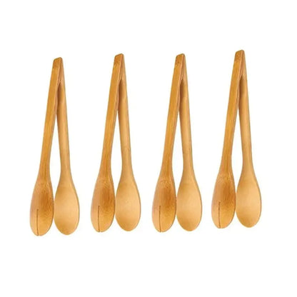 Natural bamboo kitchen food tongs set of 4 – kitchen salad servers