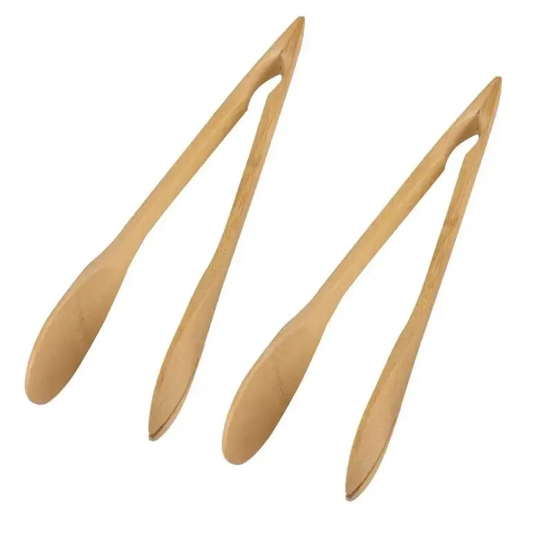 Natural bamboo kitchen food tongs set of 4 – kitchen salad servers