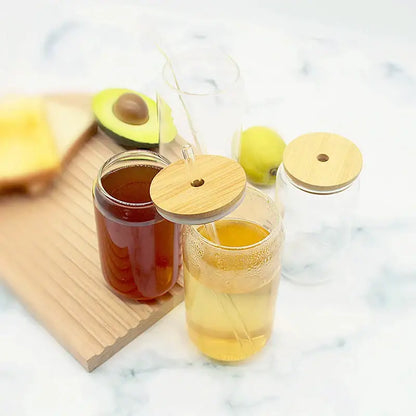 Natural bamboo lid for glass cup – kitchen drinkware accessory