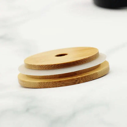 Natural bamboo lid for glass cup – kitchen drinkware accessory