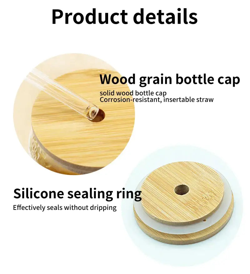 Natural bamboo lid for glass cup – kitchen drinkware accessory
