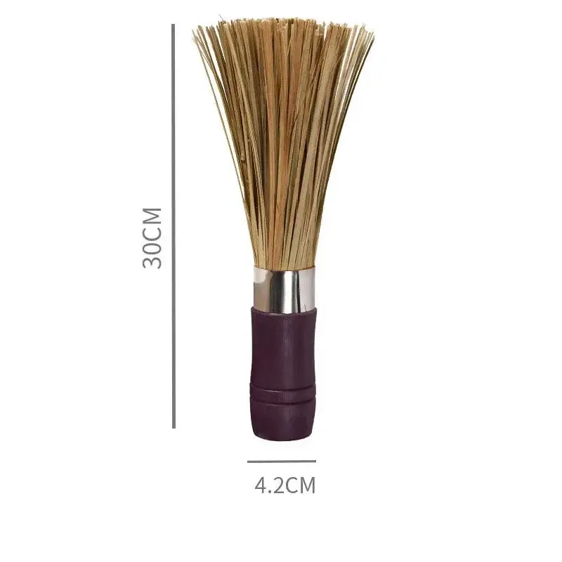 Natural bamboo pot brush set with wood and twine wraps for kitchen