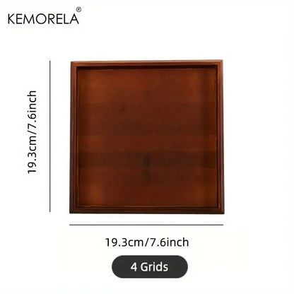 Natural bamboo wooden rectangular tea tray set of 3 dining room