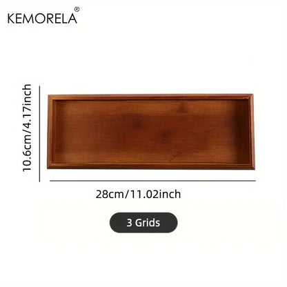 Natural bamboo wooden rectangular tea tray set of 3 dining room