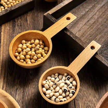 Natural beech wood tablespoon coffee scoop set of 5 kitchen spoons