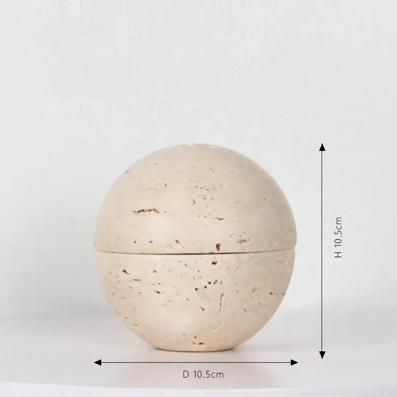 Natural beige travertine sphere incense burner living room decor