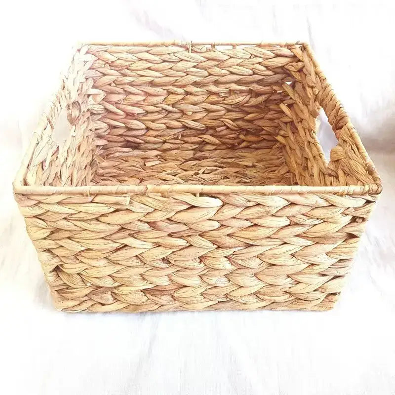 Natural brown & gray woven rattan storage basket set office organizer