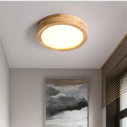 Natural circular wood ceiling lamp living room led lighting