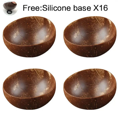 Natural dark brown coconut bowl set kitchen handcrafted tableware