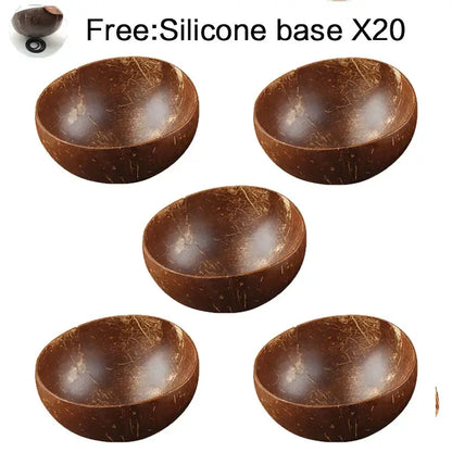 Natural dark brown coconut bowl set kitchen handcrafted tableware