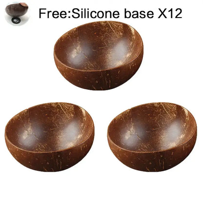 Natural dark brown coconut bowl set kitchen handcrafted tableware