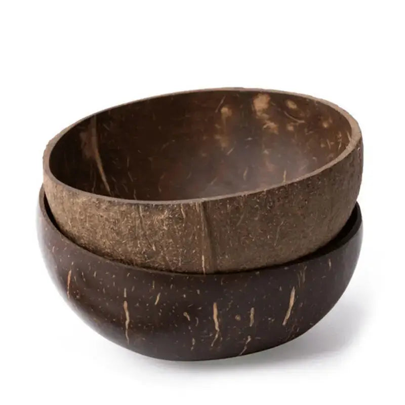 Natural dark brown coconut bowl set kitchen handcrafted tableware