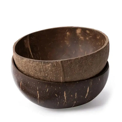 Natural dark brown coconut bowl set kitchen handcrafted tableware