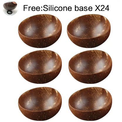 Natural dark brown coconut bowl set kitchen handcrafted tableware