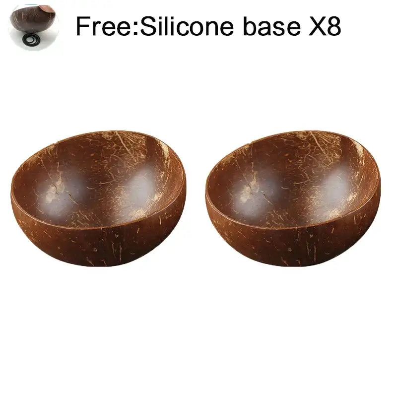 Natural dark brown coconut bowl set kitchen handcrafted tableware