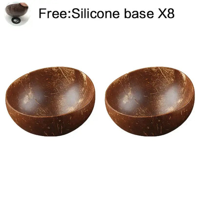 Natural dark brown coconut bowl set kitchen handcrafted tableware