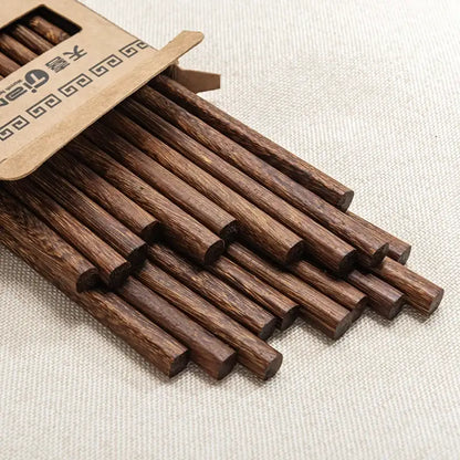 Natural dark brown healthy wood chopsticks set dining room tableware