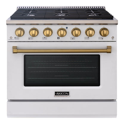 Akicon 36" Stainless Steel Range Hood with 600 CFM Insert & 6-Burner Gas Range Combo – Powerful Ventilation, Convection Oven, Multiple Finishes
