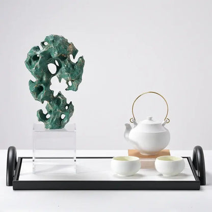 Natural green taihu stone coral sculpture living room decor