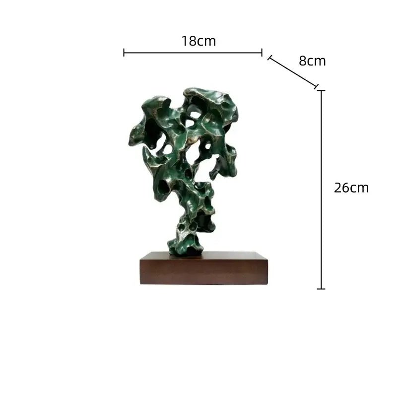 Natural green taihu stone coral sculpture living room decor
