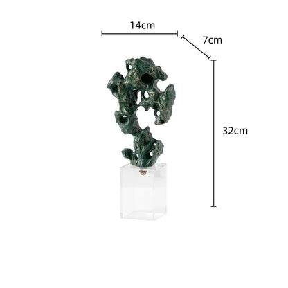 Natural green taihu stone coral sculpture living room decor