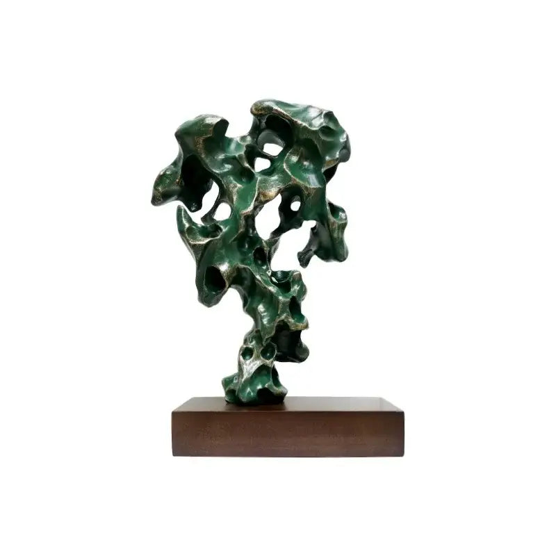 Natural green taihu stone coral sculpture living room decor