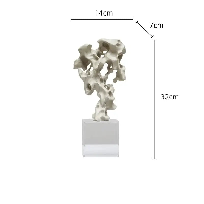 Natural green taihu stone coral sculpture living room decor