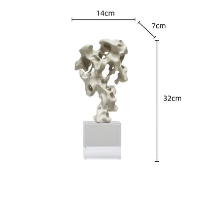 Natural green taihu stone coral sculpture living room decor