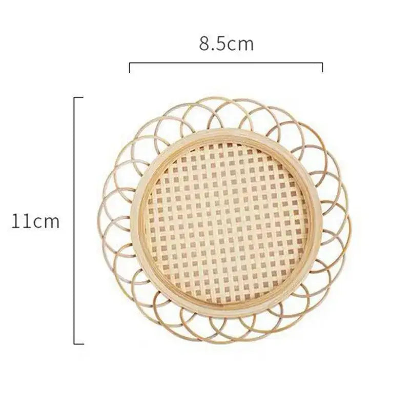 Natural lace bamboo woven coasters and storage basket set dining room