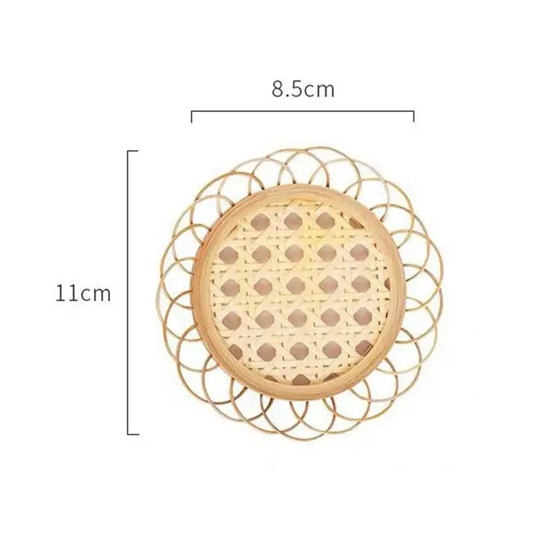 Natural lace bamboo woven coasters and storage basket set dining room