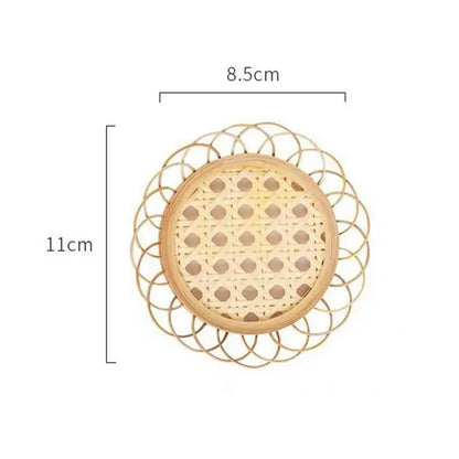 Natural lace bamboo woven coasters and storage basket set dining room