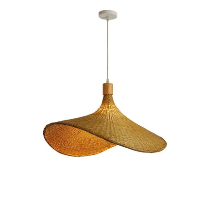 Natural light brown bamboo wicker chandelier dining room pendant light