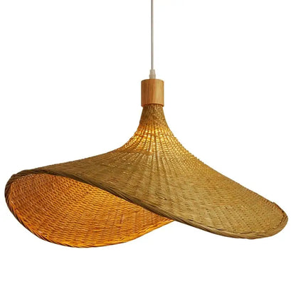 Natural light brown bamboo wicker chandelier dining room pendant light