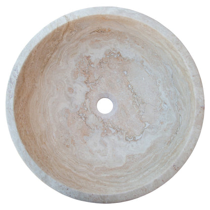 Natural Stone Beige Travertine Vessel Sink Honed and Filled (D)18" (H)6"