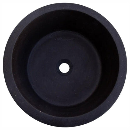 Black Handcrafted Andesite Vessel Sink Tapered Matte 16 Inch