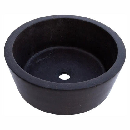 Black Handcrafted Andesite Vessel Sink Tapered Matte 16 Inch