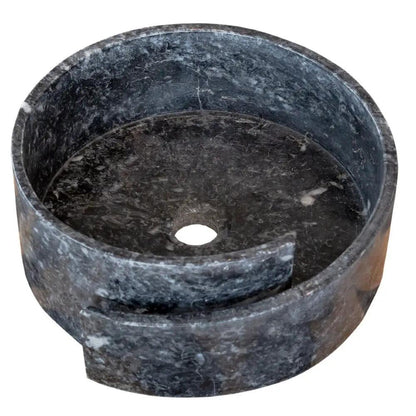 Handcrafted Black Marble Round Vessel Sink For Bathroom